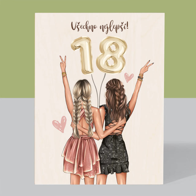 Designér Postav: Přítelkyně Osmnáctiny - Tisk Na Dřevo