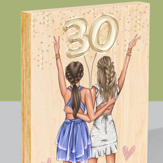 Designér Postav: Kamarádky Třicátiny - Tisk Na Dřevo