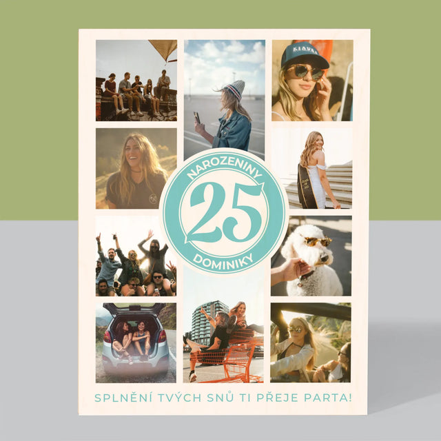 Fotokoláž: 25. Narozeniny - Tisk Na Dřevo