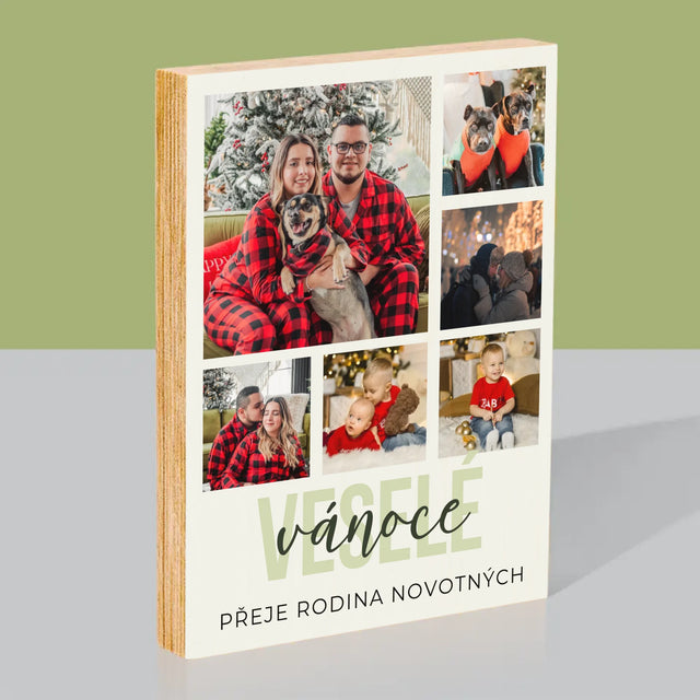 Fotokoláž: Veselé Vánoce - Tisk Na Dřevo