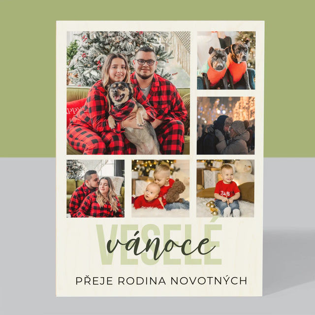 Fotokoláž: Veselé Vánoce - Tisk Na Dřevo
