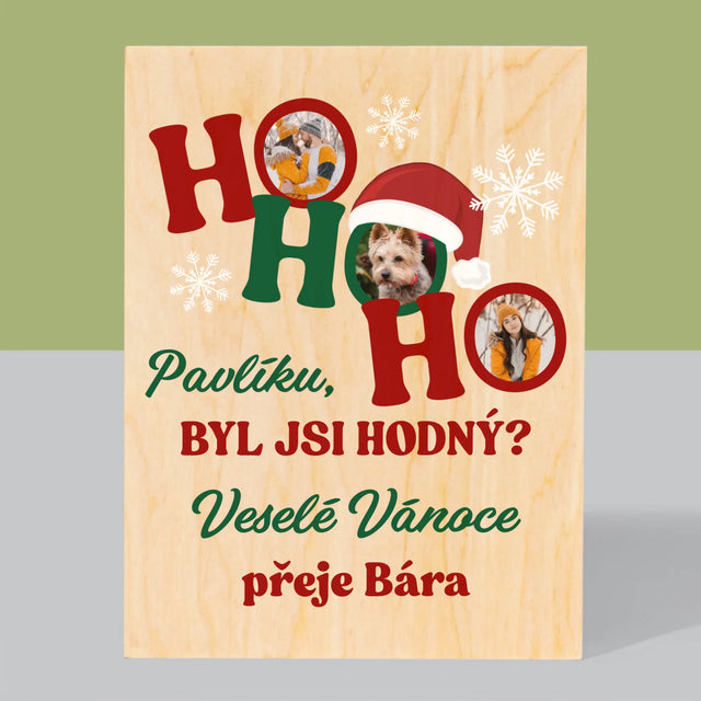 Fotokoláž: Ho Ho Ho - Tisk Na Dřevo