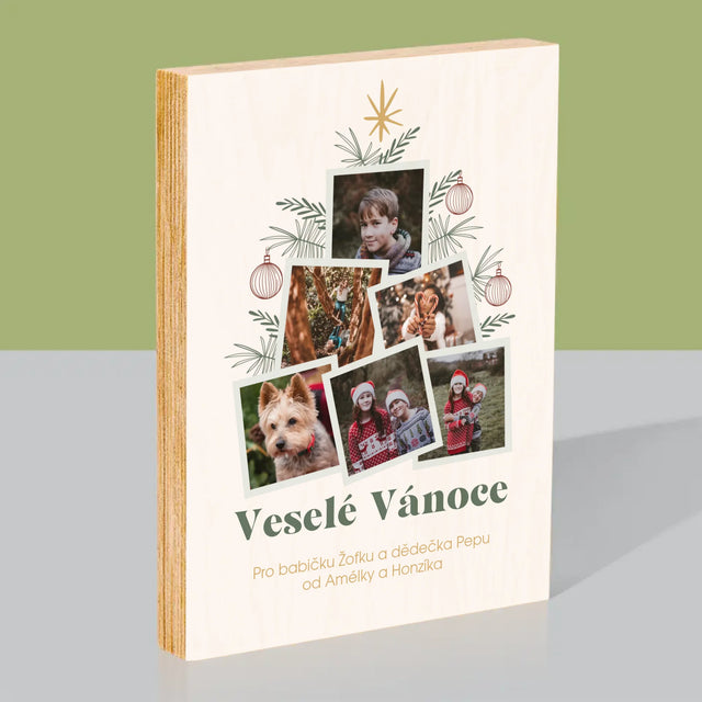 Fotokoláž: Vánoční Stromeček - Tisk Na Dřevo