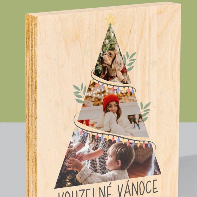 Fotokoláž: Kouzelné Vánoce Stromeček - Tisk Na Dřevo