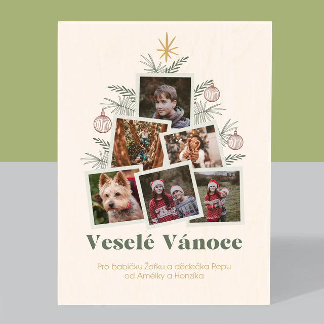 Fotokoláž: Vánoční Stromeček - Tisk Na Dřevo