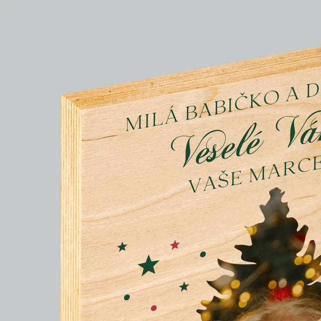 Tvar Z Fotek: Vánoční Stromeček Vánoce - Tisk Na Dřevo