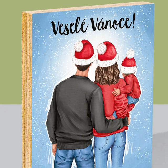 Designér Postav: Vánoční Rodina - Tisk Na Dřevo