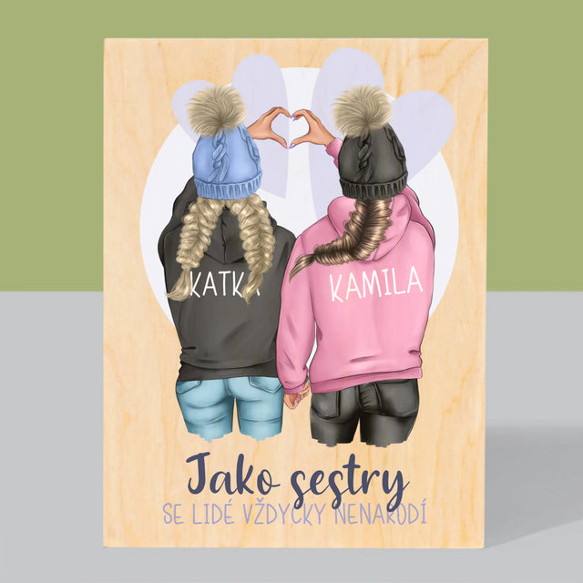 Designér Postav: Zimní Kamarádky - Tisk Na Dřevo