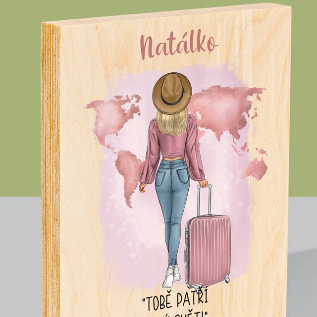 Designér Postav: Cestovatelka - Tisk Na Dřevo