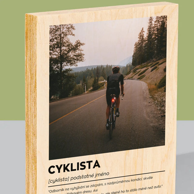 Fotka S Textem: Cyklista Definice - Tisk Na Dřevo