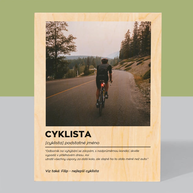 Fotka S Textem: Cyklista Definice - Tisk Na Dřevo