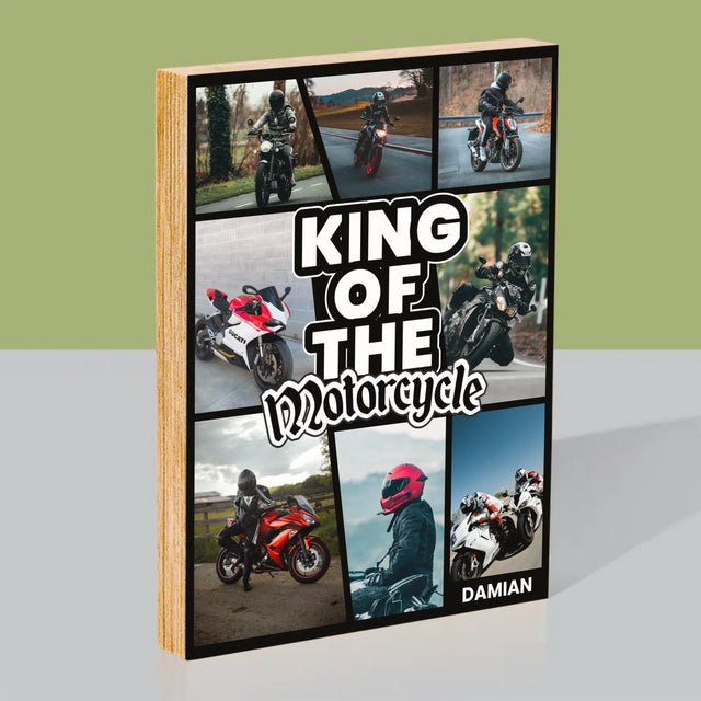 Fotokoláž: King Of The Motorcycle - Tisk Na Dřevo