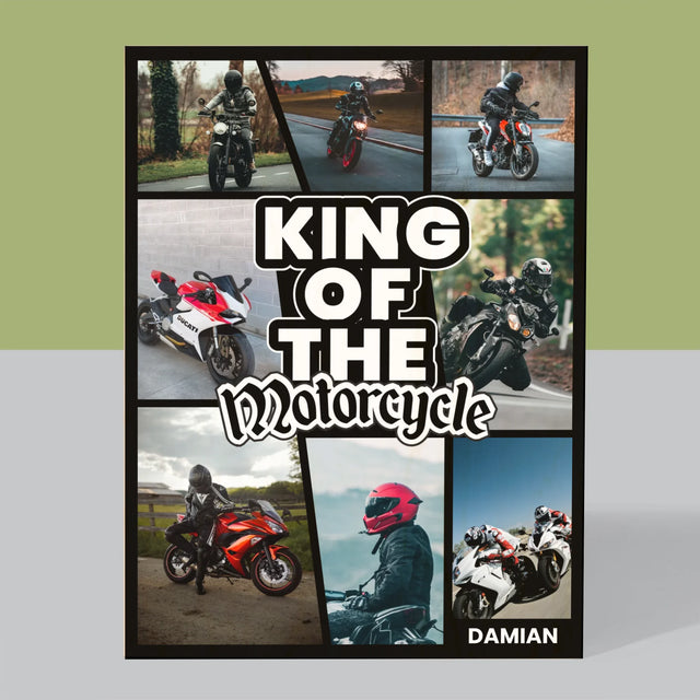 Fotokoláž: King Of The Motorcycle - Tisk Na Dřevo