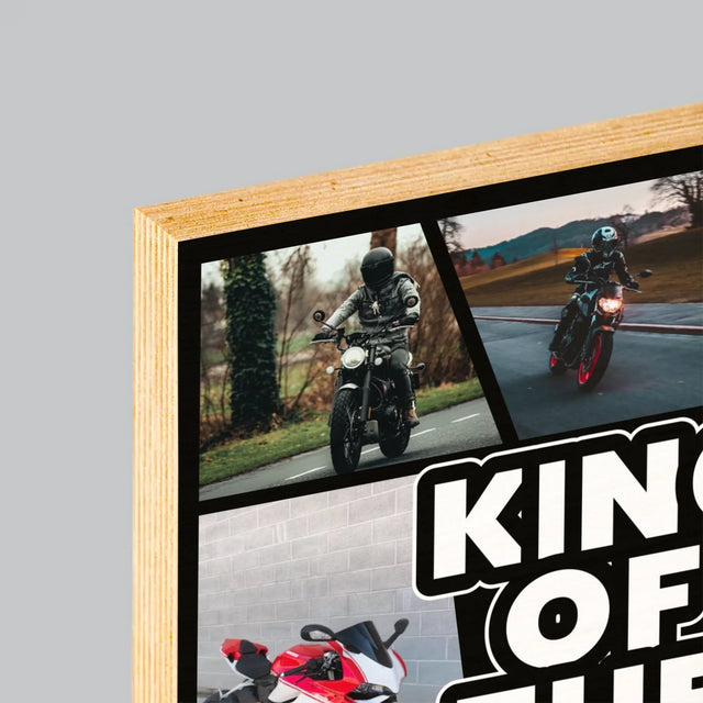 Fotokoláž: King Of The Motorcycle - Tisk Na Dřevo