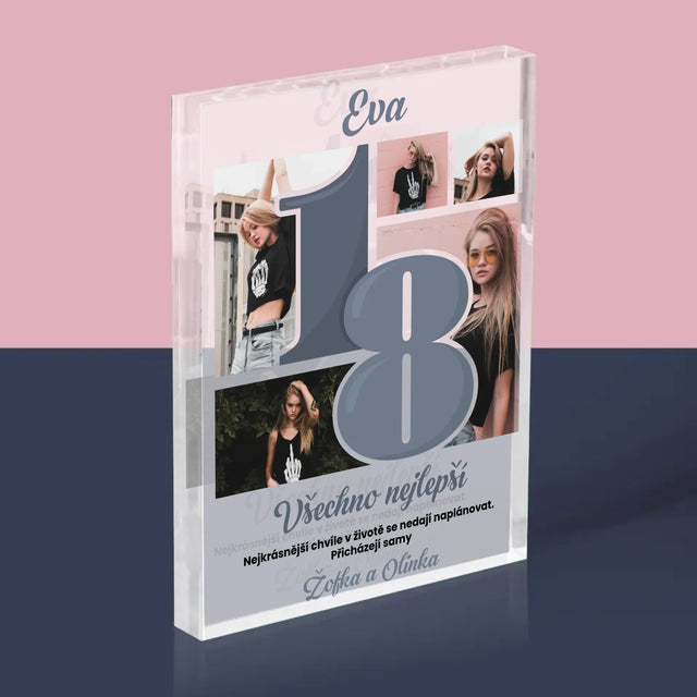 Fotokoláž: 18 Nejkrásnější Chvíle - Akrylový Blok