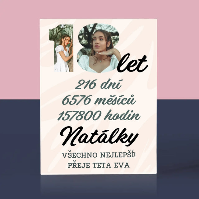 Slovo Z Fotek: 18 Let Odpočítávání - Akrylový Blok