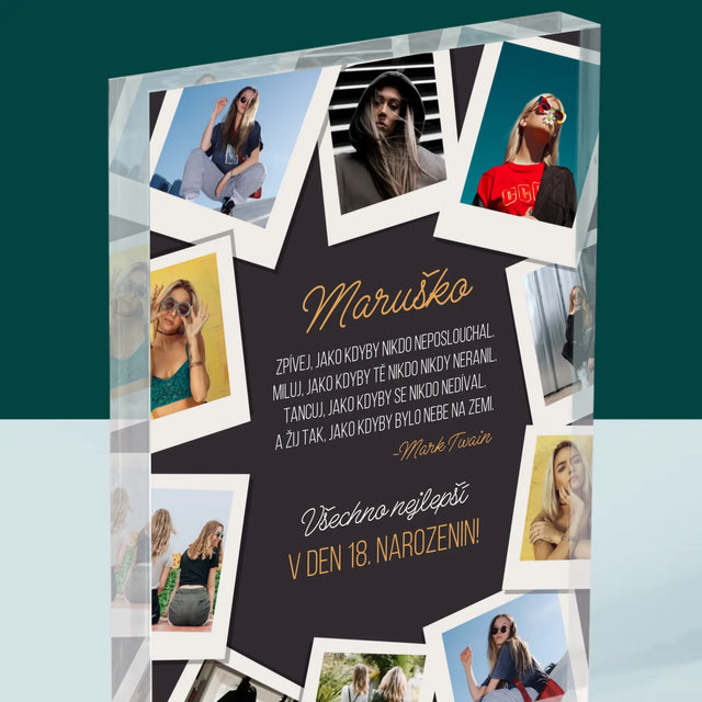 Fotokoláž: Přání K Narozeninám - Akrylový Blok