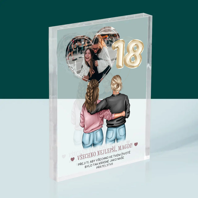Designér Postav: 18. Narozeniny Přítelkyně - Akrylový Blok
