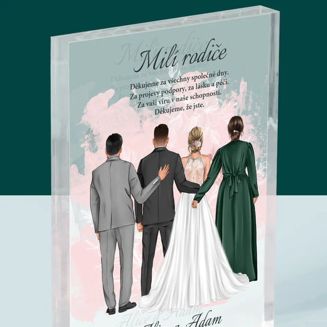 Designér Postav: Milí Rodiče Děkujeme - Akrylový Blok
