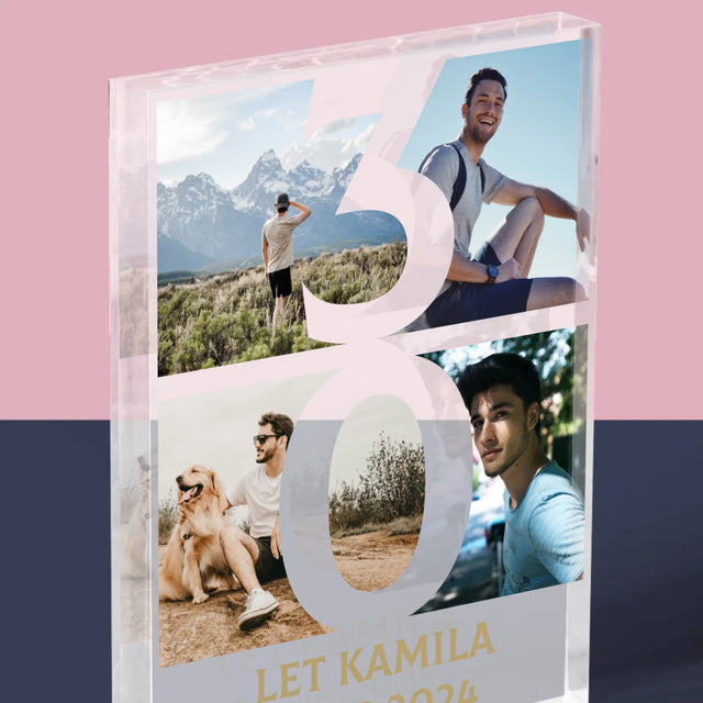 Fotokoláž: 30 Let Číslo Fotky - Akrylový Blok