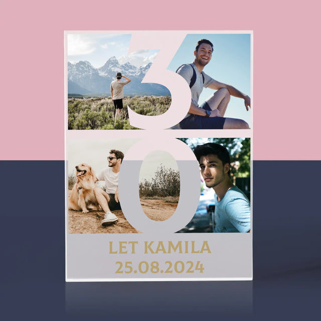 Fotokoláž: 30 Let Číslo Fotky - Akrylový Blok