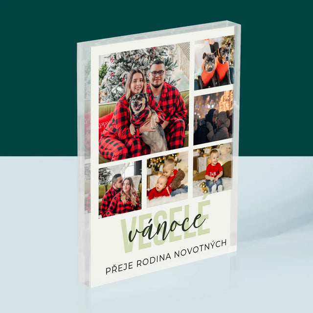 Fotokoláž: Veselé Vánoce - Akrylový Blok