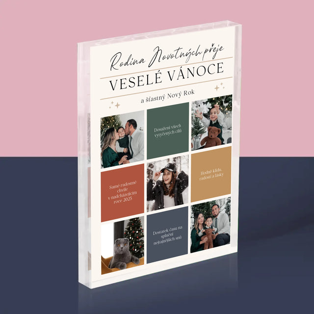 Fotokoláž: Veselé Vánoce Přání - Akrylový Blok