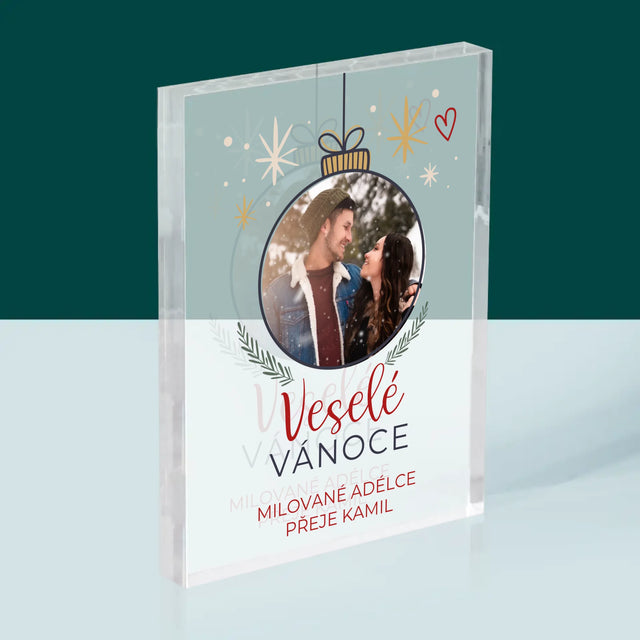 Fotka S Textem: Veselé Vánoce Ozdoba - Akrylový Blok