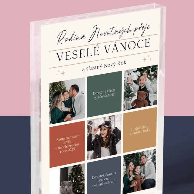 Fotokoláž: Veselé Vánoce Přání - Akrylový Blok