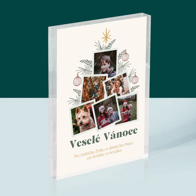 Fotokoláž: Vánoční Stromeček - Akrylový Blok