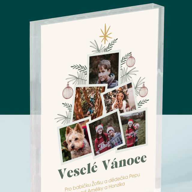 Fotokoláž: Vánoční Stromeček - Akrylový Blok