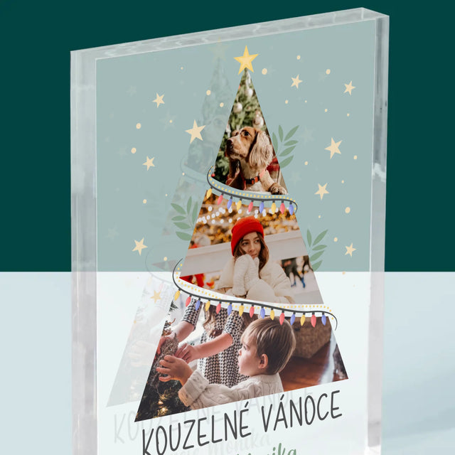 Fotokoláž: Kouzelné Vánoce Stromeček - Akrylový Blok