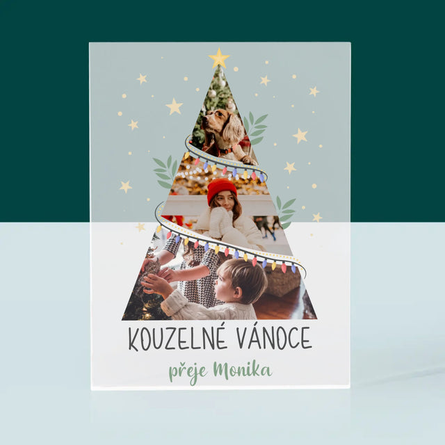 Fotokoláž: Kouzelné Vánoce Stromeček - Akrylový Blok