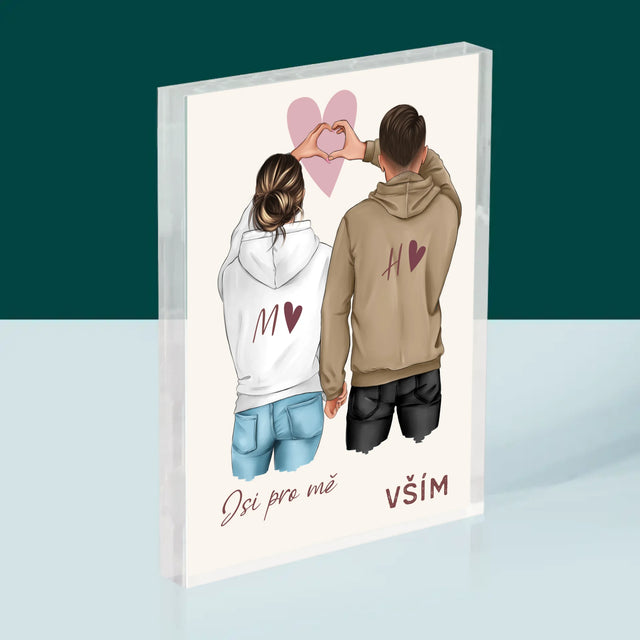 Designér Postav: Pár Srdce - Akrylový Blok