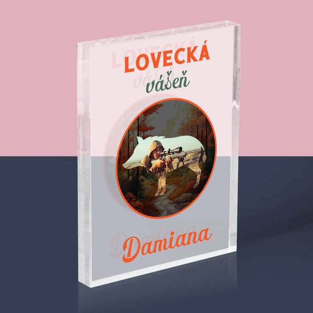 Fotka S Textem: Lovecká Vášeň Damiana - Akrylový Blok