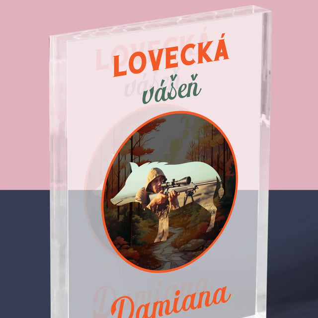 Fotka S Textem: Lovecká Vášeň Damiana - Akrylový Blok