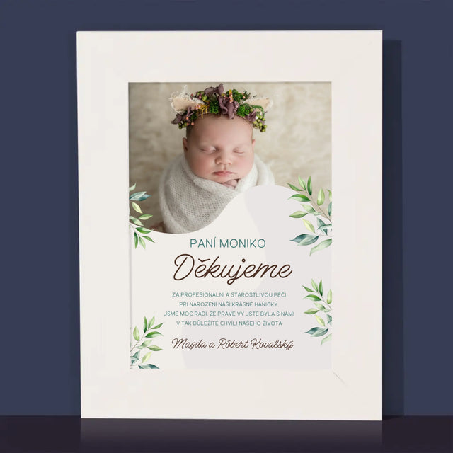 Fotka S Textem: Poděkování Porodní Asistentce - Fotorámeček
