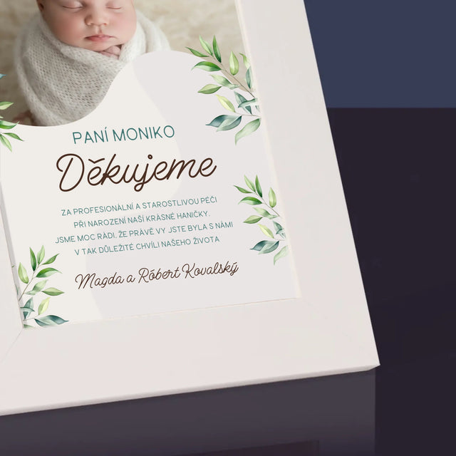 Fotka S Textem: Poděkování Porodní Asistentce - Fotorámeček