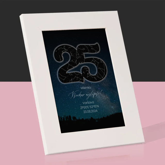 Hvězdná Mapa: Hvězdy K 25. Narozeninám - Fotorámeček
