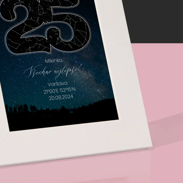 Hvězdná Mapa: Hvězdy K 25. Narozeninám - Fotorámeček