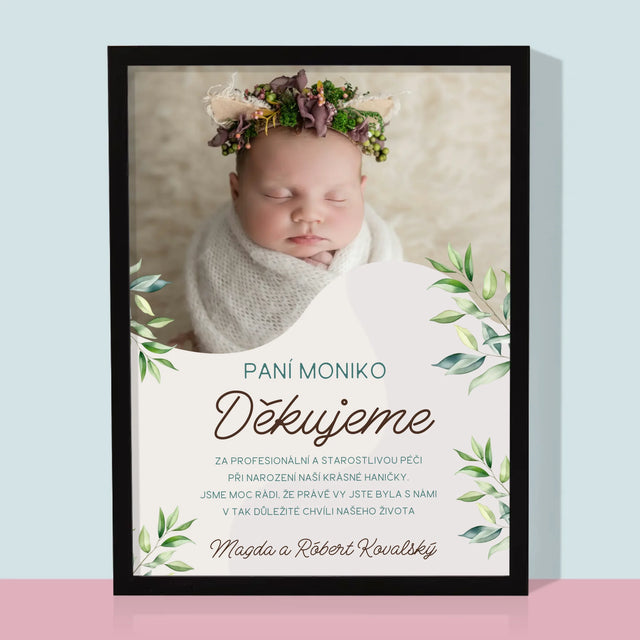 Fotka S Textem: Poděkování Porodní Asistentce - Tisk V Rámečku