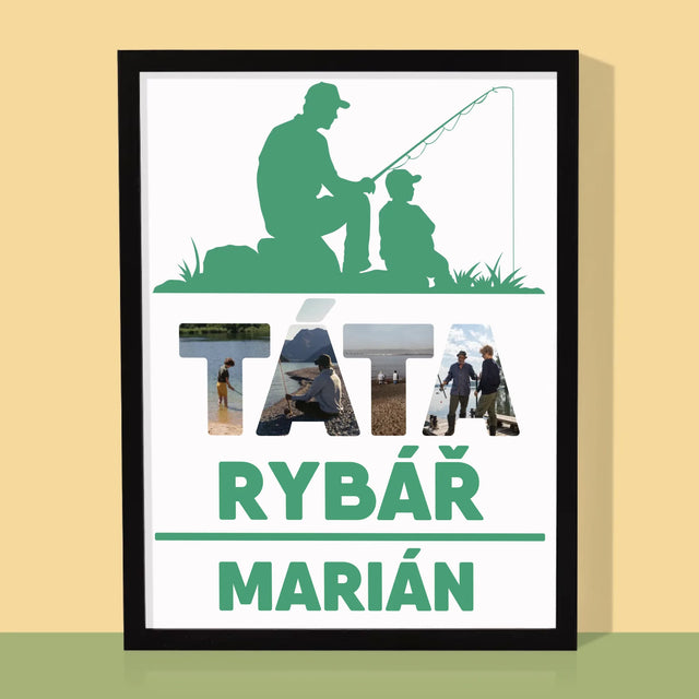 Slovo Z Fotek: Táta Rybář - Tisk V Rámečku