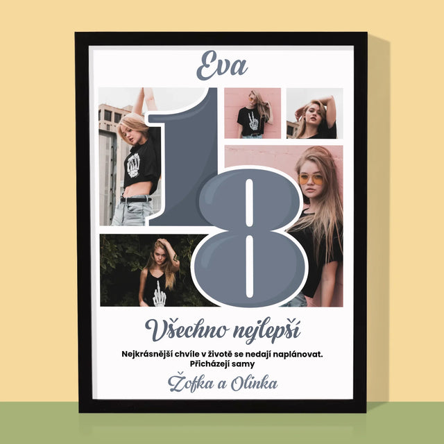Fotokoláž: 18 Nejkrásnější Chvíle - Tisk V Rámečku