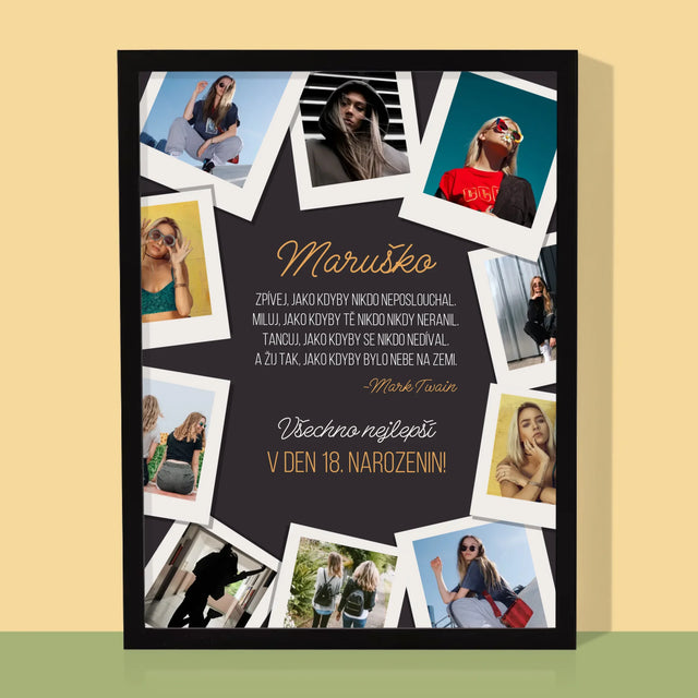 Fotokoláž: Přání K Narozeninám - Tisk V Rámečku