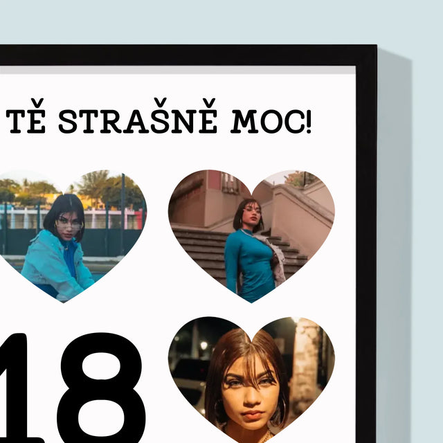 Fotokoláž: 18 Srdce - Tisk V Rámečku