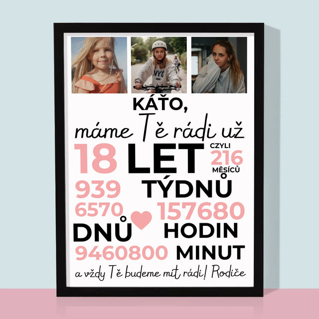 Fotokoláž: Máme Tě Rádi Už 18 Let - Tisk V Rámečku