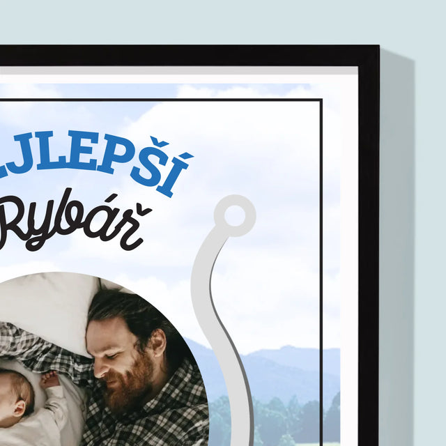 Fotka S Textem: Nejlepší Rybář Táta - Tisk V Rámečku