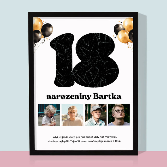 Hvězdná Mapa: 18. Narozeniny Hvězdy S Věnováním - Tisk V Rámečku