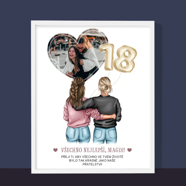 Designér Postav: 18. Narozeniny Přítelkyně - Tisk V Rámečku