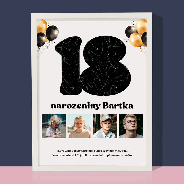 Hvězdná Mapa: 18. Narozeniny Hvězdy S Věnováním - Tisk V Rámečku